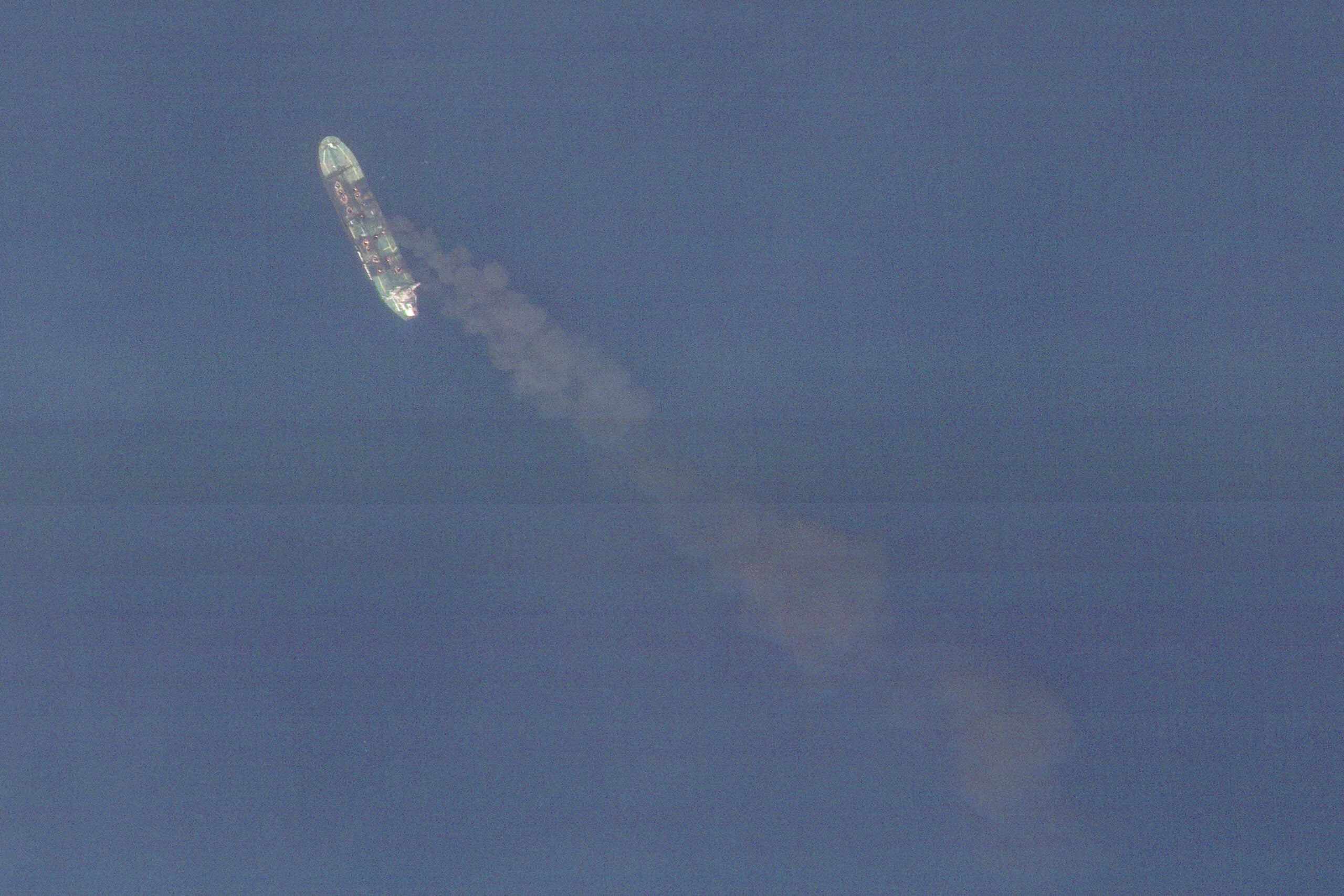 Tanker ship Sounion burns after attack by Yemen's Houthi militants in Red Sea in 2024