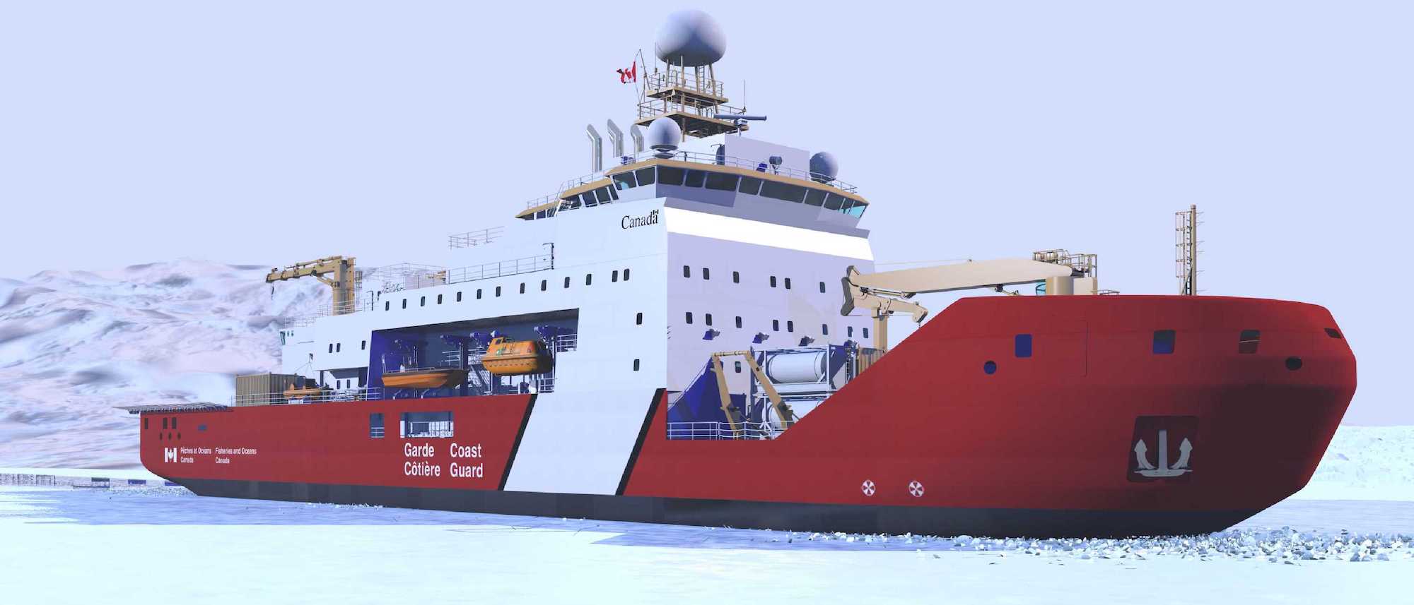 An illustration of the icebreakers to be built by Davie for the Canadian Coast Guard