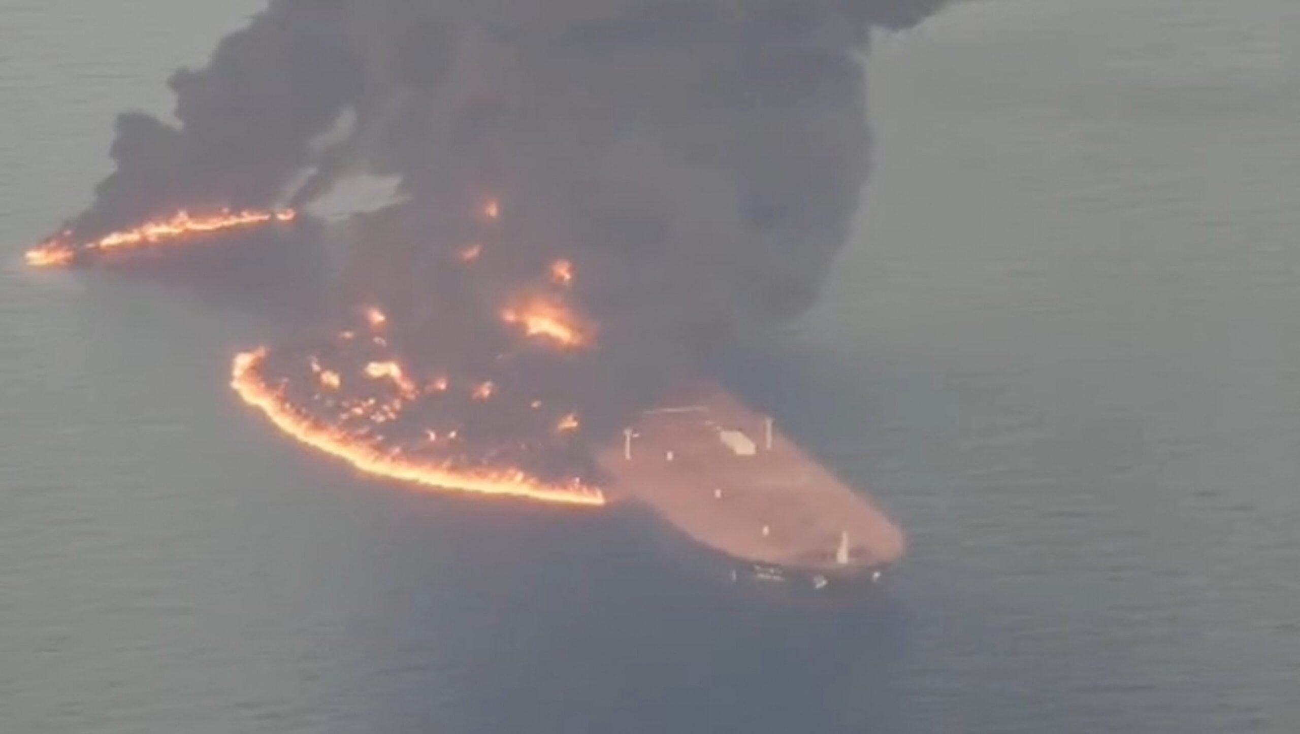 Footage released by IRIB and attributed to the IRGC shows Gem No 2 ablaze